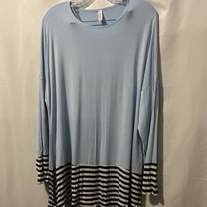 Sky Blue Long Sleeve Top with White/Black Bottom